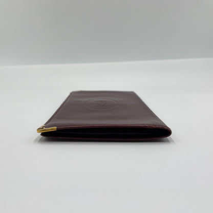 カルティエ ヴィンテージ マストライン 二つ折り 札入れ 長財布 サイフ C2ロゴ カード入れ レザー ボルドー Cartier 【C3705-N】