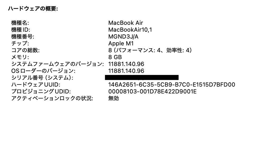 MacBook Air 2020 M1 8GB 256GB MGND3J/A【C4625-80】