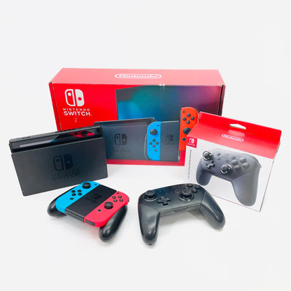 Nintendo Switch 本体 ネオンブルー ネオンレッド 新モデル HAD-S-KABAA 付属品完備　proコントローラーセット	【C4821-80】